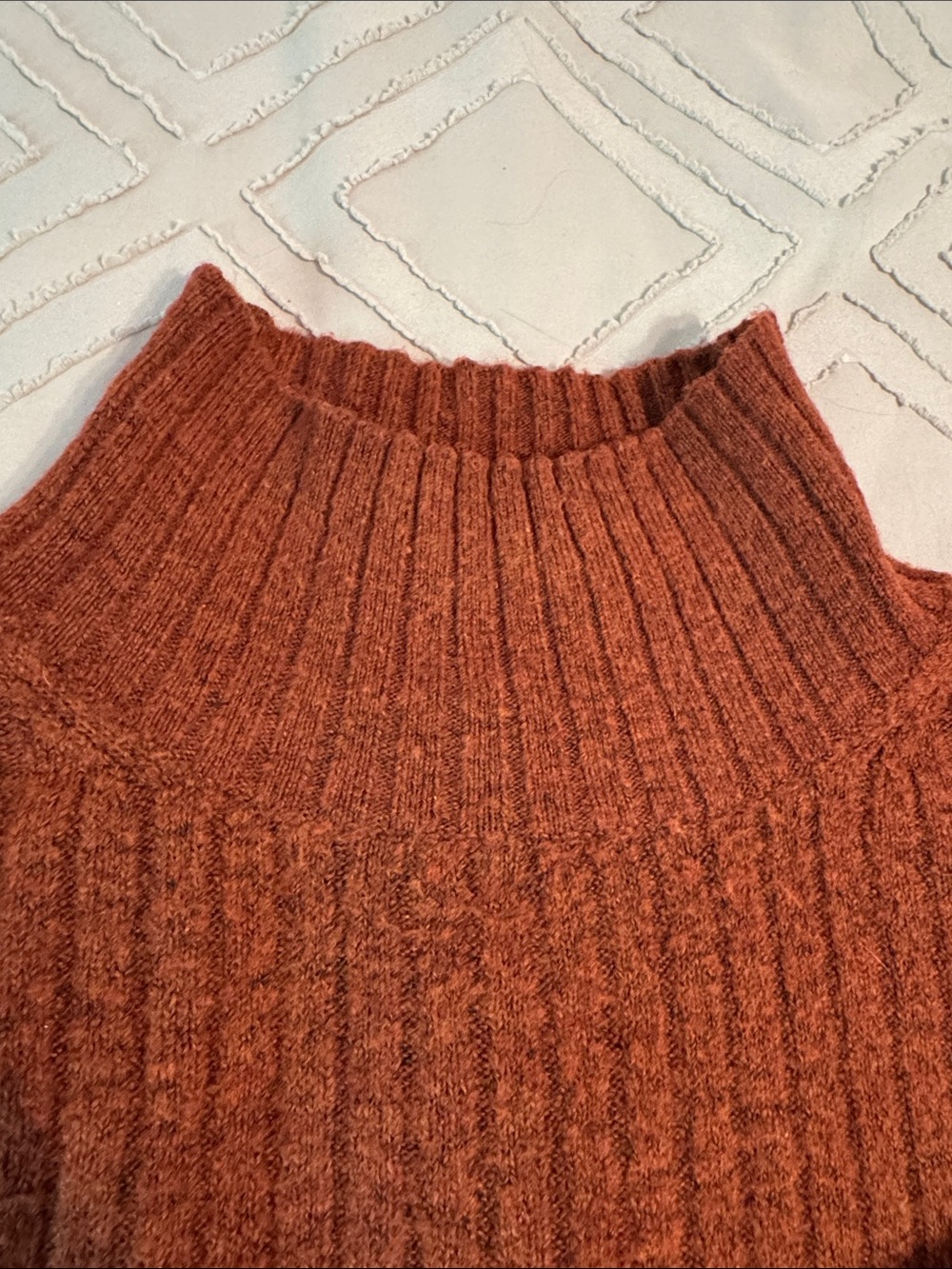 LOFT Cozy Mock Neck Ribbed Sweater - Peach and Rust - bundle of 2 sweaters - XS - Picture 5 of 10